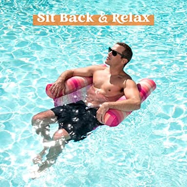 Sloosh 3 Pack 4-in-1 Inflatable Pool Floats - Hammock, Lounges, Saddle, Drifter for Pool, Lake, Beach (Cyan/Orange/Red) - Image 5