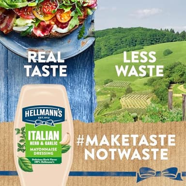 Hellmann's Mayonnaise Dressing 8 Count Italian Herb & Garlic for a Deliciously Creamy Condiment, with Real Ingredients & No Artificial Flavors, 11.5 oz - Image 6