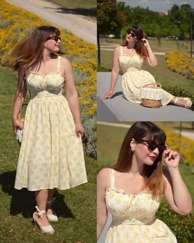 Floral Corset Dress for Women Summer Long Yellow Dress Milkmaid Flowy Sundress Yellow XL - Image 5