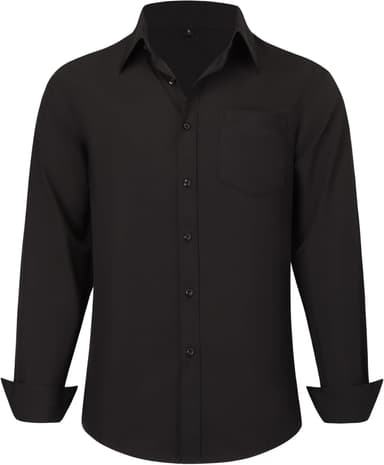 Men's Long Sleeve Dress Shirts, Regular Fit Stretch Wrinkle-Free Business Casual Button-Down Shirts with Front Pocket - Image 2