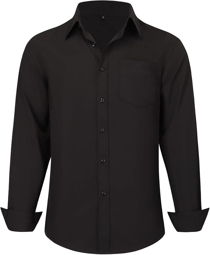 Men's Long Sleeve Dress Shirts, Regular Fit Stretch Wrinkle-Free Business Casual Button-Down Shirts with Front Pocket - Image 1
