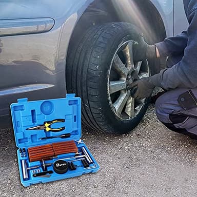 Tire Repair Kit, 99Pcs Car Tyre Repair Set, PTSTEL Heavy Duty Flat Puncture Patch Tool Set Universal Plug Flats Wheels Speedy seal for Car Bicycles Truck RV SUV ATV Motorcycle - Image 7