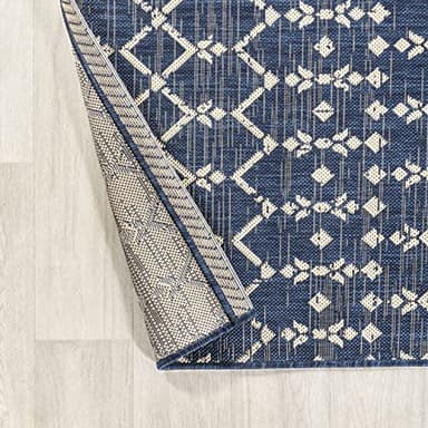 JONATHAN Y Moroccan Geometric Indoor Outdoor Runner Rug 2X8 Navy/Beige, Ourika Textured Weave for Backyard, Patio, Porch, Easy-Cleaning, High Traffic, Pet-Friendly, Non-Shedding (SMB108K-28) - Image 6