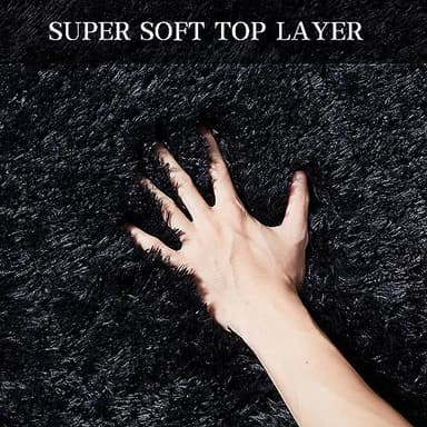 Super Soft Area Rugs for Living Room 5x7 Black, Fluffy Furry Shaggy Fuzzy Area Rug, Upgrade Anti-Skid Rectangular, High Pile Soft Throw Rug for Bedroom and Kids Room, Home Decor Aesthetic - Image 4