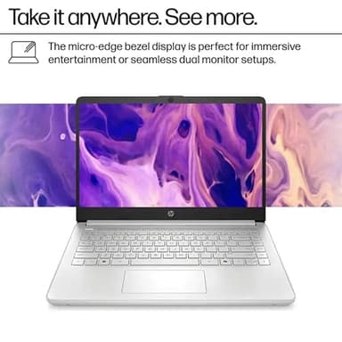 HP 2025 14 inch Everyday Laptop Computer for Student & Business - AI-Powered 1-Y Office 365 • Intel Quad-Core CPU • Ultra-Light • 16G RAM • 384G Storage (128G UFS+256G SD Card) • Win 11 Pro • Silver - Image 3