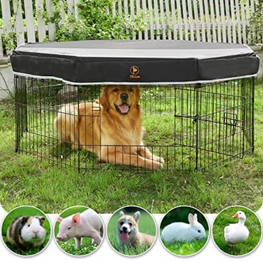 PJYuCien Dog Playpen, 8 Panels 24’’H Dog Pens Indoor with Top Cover, Metal Foldable Pet Puppy Exercise Fence Crate Kennel, Better for Small Animals - Image 8