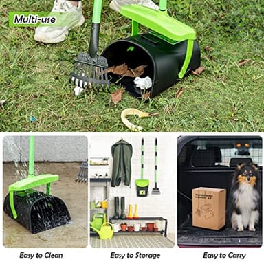 MXF Pooper Scooper Swivel Bin & Rake Kit with 20 Waste Bags, 36.6" Long Handle Adjustable Portable Non-Breakable Dog Pooper Scooper for Large Medium Small Dogs, Poop Scooper for Lawn Yard Dog Kennel - Image 8