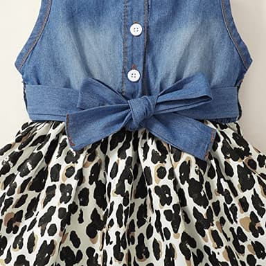 Baby Girl Dress 12 Month Infant Summer Sleeveless Denim Leopard Sundress 1 Year Old Outfits Cute Clothes 12-18 Months - Image 6