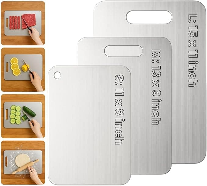 Titanium Cutting Board Set of 3, 2025 New Upgrade 100% Pure Titanium Cutting Boards for Kitchen, Hygiene & Durability Non Stick Chopping Board, 3Pcs Double Sided Cutting Boards (S+M+L - Image 1