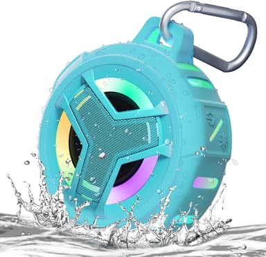 EBODA Waterproof Bluetooth Shower Speaker, IPX7 Floating Portable Wireless Small Speakers, 24H Playtime with RGB Light for Kayak, Beach, Pool Accessories, Gifts for unisex -Sky Blue - Image 2