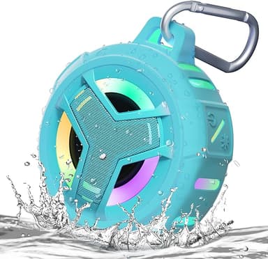 EBODA Waterproof Bluetooth Shower Speaker, IPX7 Floating Portable Wireless Small Speakers, 24H Playtime with RGB Light for Kayak, Beach, Pool Accessories, Gifts for unisex -Sky Blue - Image 1