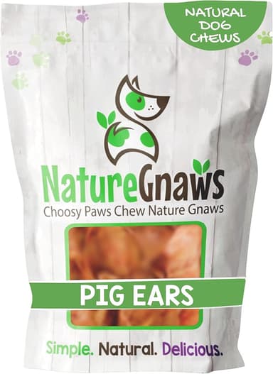 Nature Gnaws Pig Ears for Dogs (8 Count) - Thick Long Lasting for Aggressive Chewers and Large Dogs - Natural Pork Dog Chew Bones - Rawhide Free - Image 1