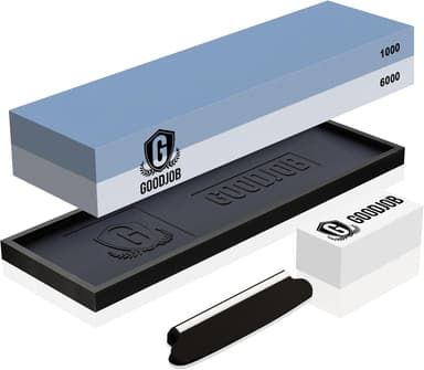 Knife Sharpening Stone Kit - Goodjob Premium Japanese Whetstone Knife Sharpener Stone Set - Dual Grit 1000/6000 Water Stones with Non-Slip Silicone Base, Angle Guide, Flattening Stones - Image 2