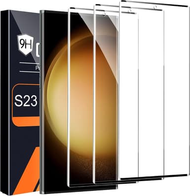 3 Pack HD Clear Tempered Glass Screen Protector for Samsung Galaxy S23 Ultra 5G, Fingerprint Unlock, 3D Curved, Scratch Resistant, Bubble-Free - Image 2