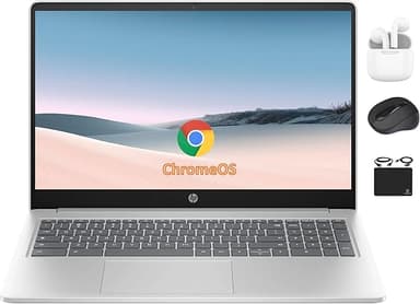 HP Chromebook 15.6" HD Flagship Laptop for Student Business, Quad-Core Intel N200 Processor, 8GB RAM, 320GB Storage (64GB eMMC + 256GB Card), Webcam, WiFi, Long Battery, Chrome OS+HubxcelAccessory - Image 1