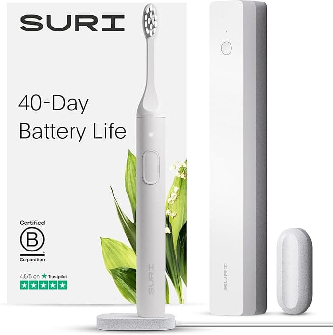 SURI Electric Toothbrush - Sustainably Designed in California. Electric Toothbrushes Adults. Durable Slim Sonic Travel Tooth Brush. 40-Day Battery - Image 1