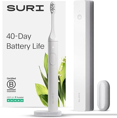 SURI Electric Toothbrush - Sustainably Designed in California. Electric Toothbrushes Adults. Durable Slim Sonic Travel Tooth Brush. 40-Day Battery - Image 1
