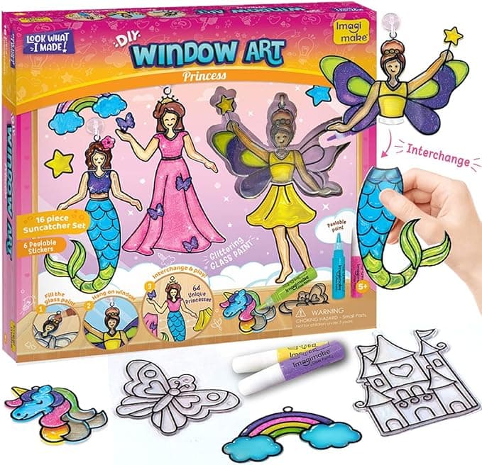 Imagimake Window Art Princess | Suncatcher Kit | Arts and Crafts for Kids Ages 8-12 | Girls Toys Age 6-8 | Unicorn Gifts for Girls Age 6-8 | 5 Year Old Girl Gift | 8 Year Old Girl Birthday Gift - Image 1