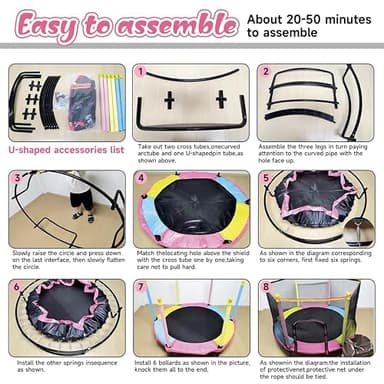LASTJUMPER 60" Pink Indoor Trampoline for Kids 2-5, 5ft Mini Indoor & Outdoor Small Toddler Trampoline with Basketball Hoop, Dart Board, Ocean Ball,Baby Toys, Birthday Gifts for Kids - Image 6