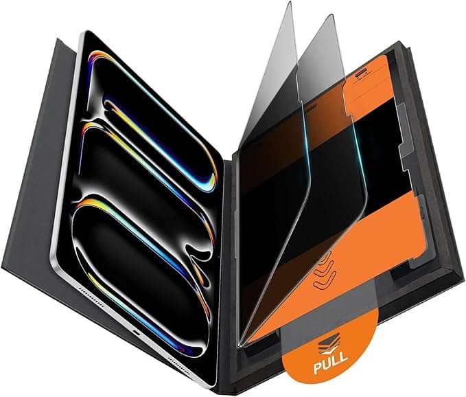 OMOTON 2 Pack Privacy Screen Protector for iPad Pro 13 inch M5 M4(8th&7th Generation, 2025/2024),Anti-Spy Tempered Glass with Easy Installation Tray, Case Friendly/Apple Pencil Support - Image 1
