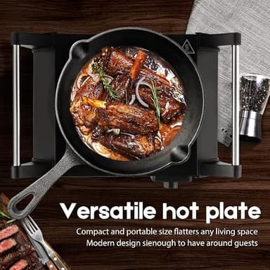 Hot Plate, Techwood Electric Stove for Cooking, 1500W Countertop Single Burner with Adjustable Temperature and Handles, 7.3” Cooktop for RV/Home/Camp, Compatible for All Cookwares Black - Image 7