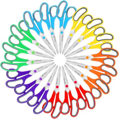Scissors, Hnncugty 8" Scissors All Purpose Bulk Set of 18-Pack, Sharp Shears for Office Home Craft Sewing Fabric, High/Middle School Supplies Student Teacher Supplies, Comfort Grip Right/Left Handed - Image 2