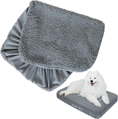 Dog Bed Covers 2 Pack Soft Plush Replacement Washable, Waterproof Pet Mattress Bed Liner Grey 44x35 Inches, for Dog/Cat, Cover Only - Image 2