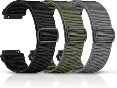 DaQin 3 Pack Nylon Watch Bands Compatible with 16mm 18mm 20mm 22mm Quick Release Watch Band, Adjustable Soft Stretchy Solo Loop Strap Elastic Braided Relacement Wristband for Men Women - Image 1