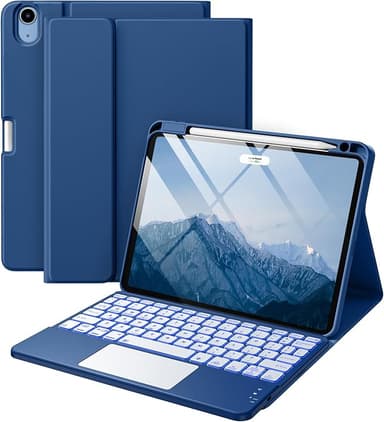 Compatible with iPad Air 11 Inch & Air 5th/ Air 4th Generation Case with Keyboard - Multi-Touch Trackpad, 7-Color Backlit, Detachable Folio Cover for Air 11-inch M3/M2 (2025/2024) (Navy Blue - Image 1