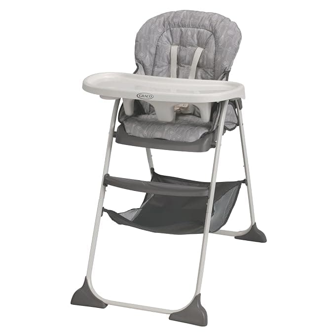 Graco Slim Snacker High Chair, Ultra Slim, Fast-Folding, Multiple Recline Positions, Comfortable Feeding, Whisk - Image 1