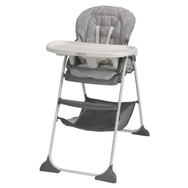 Graco Slim Snacker High Chair, Ultra Slim, Fast-Folding, Multiple Recline Positions, Comfortable Feeding, Whisk - Image 1