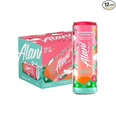 Alani Nu STRAWBERRY SUNRISE Sugar Free, Low Calorie Energy Drinks, 200mg Caffeine, Biotin B Vitamins, Zero Sugar, 15 Calories, 12 Fl Oz Cans, 12 Pack - Image 1