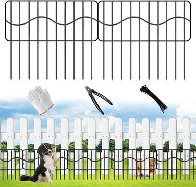 40ft(L) x 13in(H) Garden Animal Barrier Fence, 28panels No Dig Fences, Small Dog Fence Barrier, Animal Barrier Rabbit Fencing Rustproof Metal Decorative Border for Outdoor Garden - Image 1