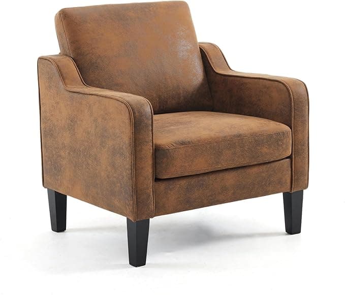VINGLI Accent Chair for Living Room Chairs Rustic Reading Chair for Bedroom Scooped Arm Chair Mid Century Modern Accent Chairs Upholstered Comfy Chair for Apartment, Waiting Room - Image 1