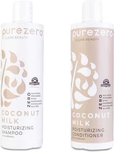Purezero Coconut Milk Shampoo & Conditioner Set - 100% Vegan & Cruelty Free - Intense Hydration & Increase Shine - Zero Sulfates, Parabens, Dyes - Fight Dandruff & Frizz - Image 2