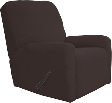 Easy-Going Recliner Stretch Sofa Slipcover Sofa Cover 4-Pieces Furniture Protector Couch Soft with Elastic Bottom Spandex Jacquard Fabric Small Checks(Recliner,Chocolate) Large - Image 2