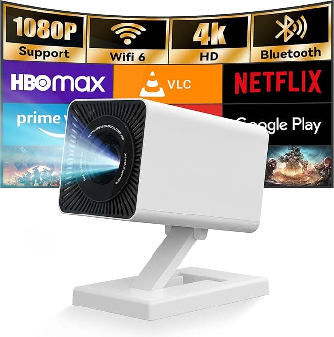 Mini Projector with WiFi and Bluetooth|Outdoor Portable Projector 1080P/4K Support|Smart Projector with Auto Keystone Correction|Home/Movie Projector for Phone/TV Stick/Laptop|2025 US Version - Image 1