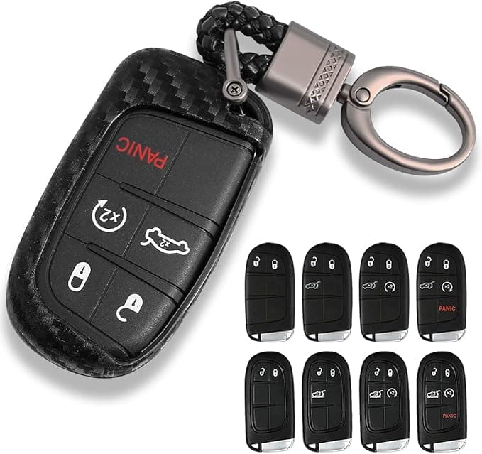 GZJUNFUGJ Key Chain Fob Case Cover Compatible For Dodge Challenger Charger Durango Jeep Grand Cherokee Chrysler Accessories Key Shell Bag Keychain Keyring - Image 1