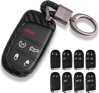 GZJUNFUGJ Key Chain Fob Case Cover Compatible For Dodge Challenger Charger Durango Jeep Grand Cherokee Chrysler Accessories Key Shell Bag Keychain Keyring - Image 1