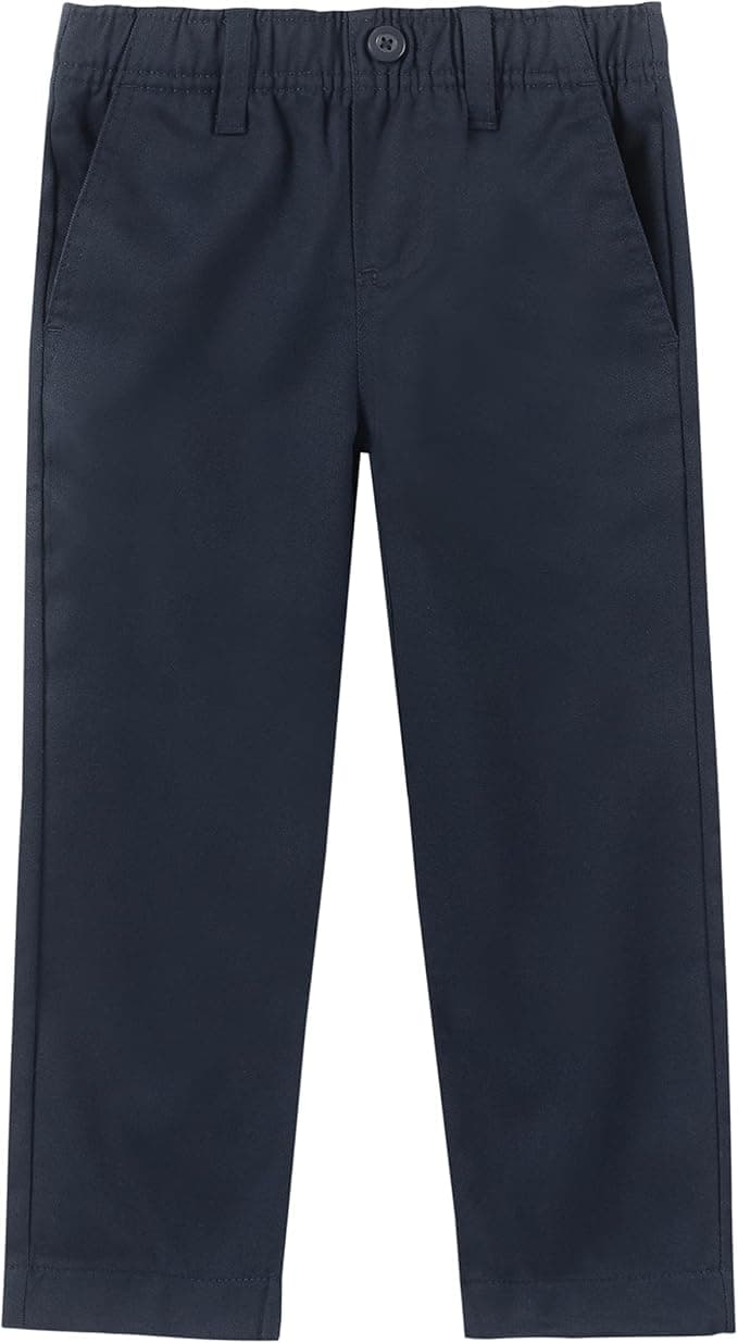 Nautica Boys School Uniform Twill Khaki Pants, Flat Front & Elasticized Waistband, Zipper Closure With Faux Button - Image 1