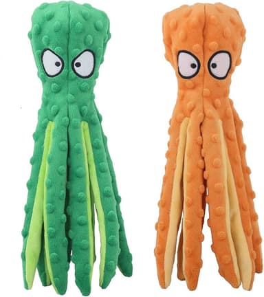 Dog Squeaky Toys Octopus - No Stuffing Crinkle Plush Toys for Puppy Teething, Durable Interactive Chew Toys for Small, Medium and Large Dogs Training and Reduce Boredom, 2 Pack - Image 1