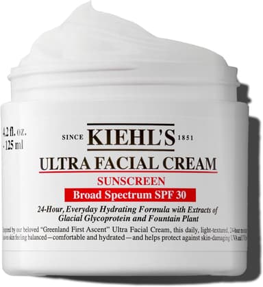 Kiehl's Ultra Facial Cream with SPF 30, Lightweight Daily Face Moisturizer for All Skin Types, 24-hour Hydration, UV Sunscreen Protection, Non-greasy, Absorbs Quickly, with Glacial Glycoprotein - Image 2