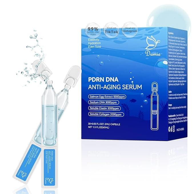 Salmon DNA PDRN Anti-Aging Serum, 5000ppm Salmon Egg DNA Ampoule, 2000ppm Collagen, Glutathione, Niacinamide & 6 Hyaluronic Acids, Korean Skincare for Wrinkles & Radiance,0.05 fl.oz x 30e - Image 1