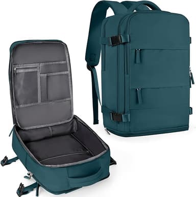 coowoz Travel Backpack For Women Men,Carry On Backpack,Hiking Backpack Waterproof Outdoor Sports Rucksack Casual Daypack Travel Essentials(Peacock Blue - Image 1