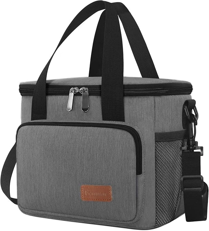 Femuar Lunch Bags for Women/Men, Insulated Lunch Bag for Work Office Picnic - Lunch Cooler Bag Leakproof Lunch Box with Adjustable Shoulder Strap - Grey(8.7L - Image 1