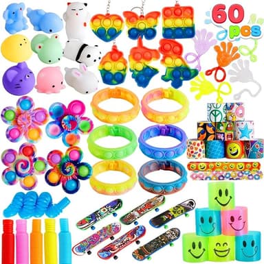 JOYIN 60 Pcs Party Favors for Kids, Fidget Toys Pack, Sensory Toy, Goodie Bags Fillers for Kids Birthday Party, Prizes in Bulk for School, Pinata Stuffers, Classroom Prizes, Treasure Box Toys Autism - Image 1