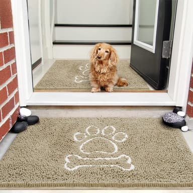 AROGAN Indoor Door Mat Entryway Rug Traps Mud and Water, Chenille Doormat for Muddy Shoes and Dog Paws, Machine Washable Doormat, Front Door Mat, Busy Area Dog Rugs for Floors, Entrance, 30x48 Beige - Image 2