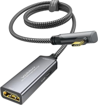 WARRKY Video Capture Card with 100W Power Delivery & Right-Angle USB-C | 1080P 60Hz HD | Streaming Capture Card Designed for Quest 3 / iPad, Compatible with Switch, PS5, PS4 - Image 1