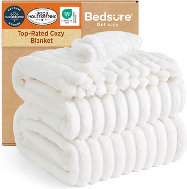 Bedsure GentleSoft King Size Blanket for Bed - Cozy Soft Blankets for Women, Cute Large Bedding Fleece Throws for Girls, Off White, 108x90 Inches - Image 2