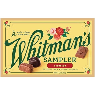 WHITMAN'S SAMPLER Assorted Milk & Dark Chocolate Candy Gift Box, 10 oz - Image 1